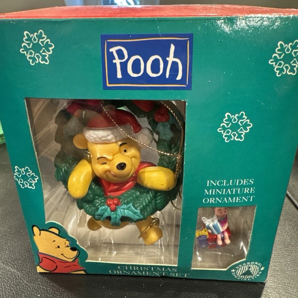 Winnie the Pooh Christmas Ornament VTG Original Box With Miniature Ornament